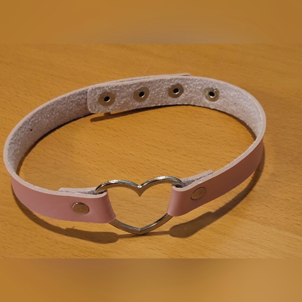 Pink Heart Choker Necklace